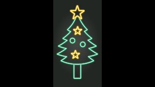 Neon Christmas tree- illustrator cartoon character drawing tutorial  #shorts