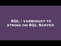 SQL : varbinary to string on SQL Server