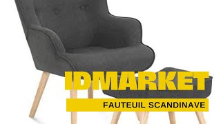 IDMarket   Fauteuil scandinave Ivar avec Repose Pieds Gris Anthracite