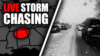 🔴LIVE STORM CHASING! Winter Storm Slams The Southeast-Coverage in North Alabama