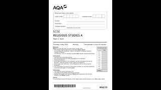 Official summer 2024 AQA GCSE RELIGIOUS STUDIES A 8062 15 Paper 1; Islam Merged Question Paper + Mar