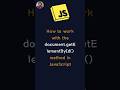 document.getElementById method in JavaScript #coding #shorts #javascript