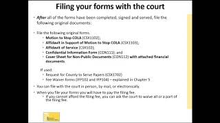 Chapter 4: Confidential Forms and Filing COLA