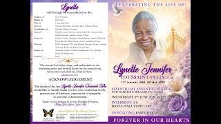 Funeral Service | Lynette Jennifer Toussaint - Felix | 3rd June 2026 | Pioneer SDA