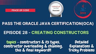 Java Certification-OCA | Creating Constructors | All Concepts & Questions| #javatutorial #oca #java