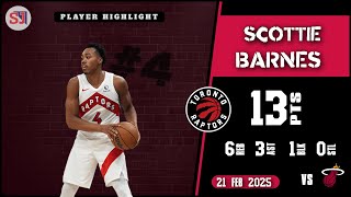 SCOTTIE BARNES 13 PTS vs MIA 21 Feb 2025 TOR Highlights