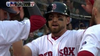 TB@BOS Gm2: Pedroia opens the scoring with a sac fly