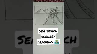 sea beach easy scenery drawing with pencil