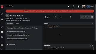 Codewars | Third Angle of a Triangle | Python 8 kyu