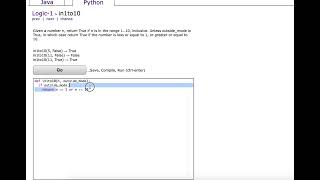 Python: CodingBat– Logic-1– in1to10
