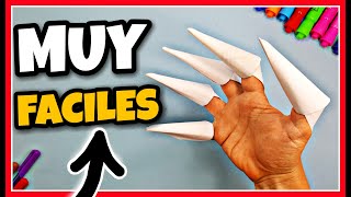 🔥 Como Hacer GARRAS de Papel sin Pegamento Origami FACIL【Paso a Paso】/ Garras de papel para DEDOS #1