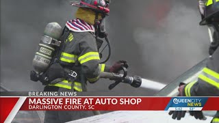 Massive fire paves path of destruction at Danny’s Auto Repair in Darlington County