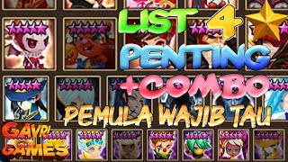 List 4* Penting + Combo Pemula Wajib Tau Summoners War