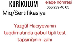 Yazgül Hacıyevanın təqdimatında(0552394665) Miq/sertifikasiya qəbul tipli nümunə test izahı.