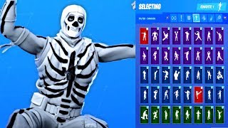 NEW Fortnite WHITE SKULL TROOPER Skin Showcase With All Dances amp Emotes Season 11 Shop Outfit