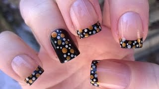 DIY: Two easy party nail art designs / Elegant BLACK NAILS / French manicure ideas #3