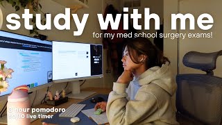 3 HOUR STUDY WITH ME | surgery med school exams! 🩺 :) 50/10 pomodoro