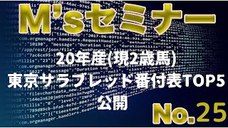 【 20年産東京サラブレッド】Ｍ'sセミナー(エムズセミナー)　番付表TOP5を公開します!