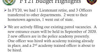 Wellesley Police Department presentation: Article 8.2 (Omnibus Budget), 2020 Annual Town Meeting