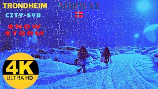 【4K】Winter Walking Tour, EPIC SNOW STORM ASMR (Norway-Trondheim) Saupstad - Tondstadkrysset (Full)