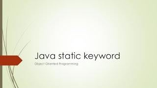 static keyword in java