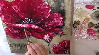 Textured Poppies for Beginners/Simple Floral Abstract Painting