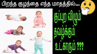 பிறந்த குழந்தை எந்த மாதத்தில் குப்புற விழும், தவழ்க்கும்,உட்காரும்?/ BABY'S GROWTH STAGE BY STAGE...