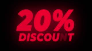 20% Percent Discount Text Flickering Display Promotional Loop.