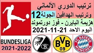 ترتيب الدوري الالماني وترتيب الهدافين ونتائج مباريات اليوم الاحد 21-11-2021 الجولة 12 فوز دورتموند