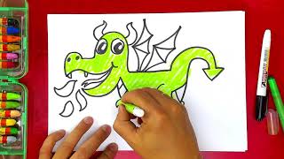 Как нарисовать ДРАКОНА маленького дракончика урок рисования