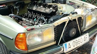 restauration d'une vieille Mercedes w123 230e  اصلاح مرسيدس 230e  مشكل خلط الماء مع الزيت