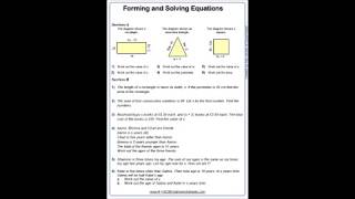 Maths Worksheet Forming and Solving Equations