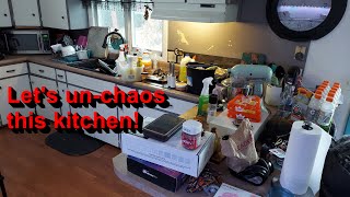 Relaxing kitchen cleaning and declutter