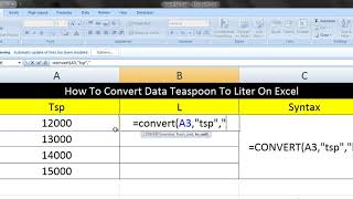 How To Convert Data Teaspoon To Liter On Excel