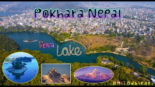 Beautiful Fewa Lake || Taal Barahi Temple || Pokhara,Nepal || Drone Shot 4K || 2022