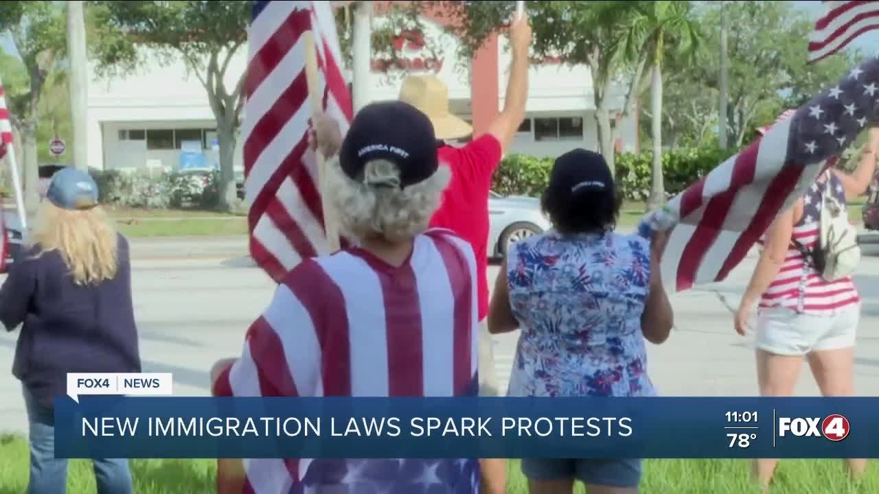 Immigration Laws Spark Protests, Counter Protests - YouTube