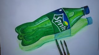 Easy Drawing Of A Realistic Sprite Bottle By Watercolor