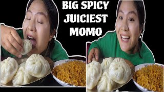 Big spicy Juicy MOMO with current noodles🤤🥰 #spicy #mukbang #momolovers @itswewhombas