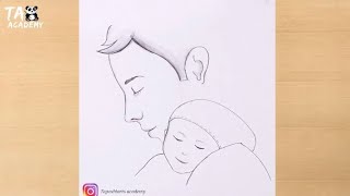 Father with baby pencildrawing@TaposhiartsAcademy