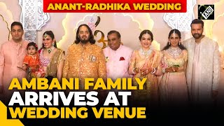 Mukesh Ambani, family members arrive at Jio World Convention Centre for Anant-Radhika’s wedding