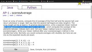scoresAverage CodingBat question