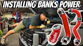 Master Tech Installing Banks Boost Tubes And Monster Ram Turbo Inlet Elbow On GMC \u0026 Chevy HD's!