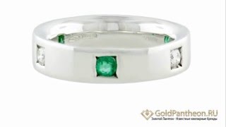 Обручальное кольцо из белого золота с бриллиантами и изумрудами Damiani 504848