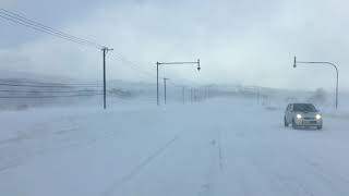 地吹雪　名寄市→美深町　国道40号線　北海道　トラック　走行動画