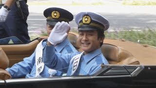 愛之助さん、交通安全訴え 大阪で一日署長