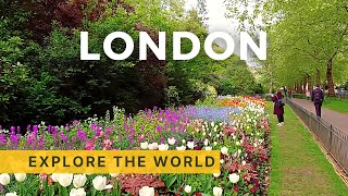 🇬🇧 London Walking Tour | St James's Park Spring Tour | England, UK | 4K video 60fps
