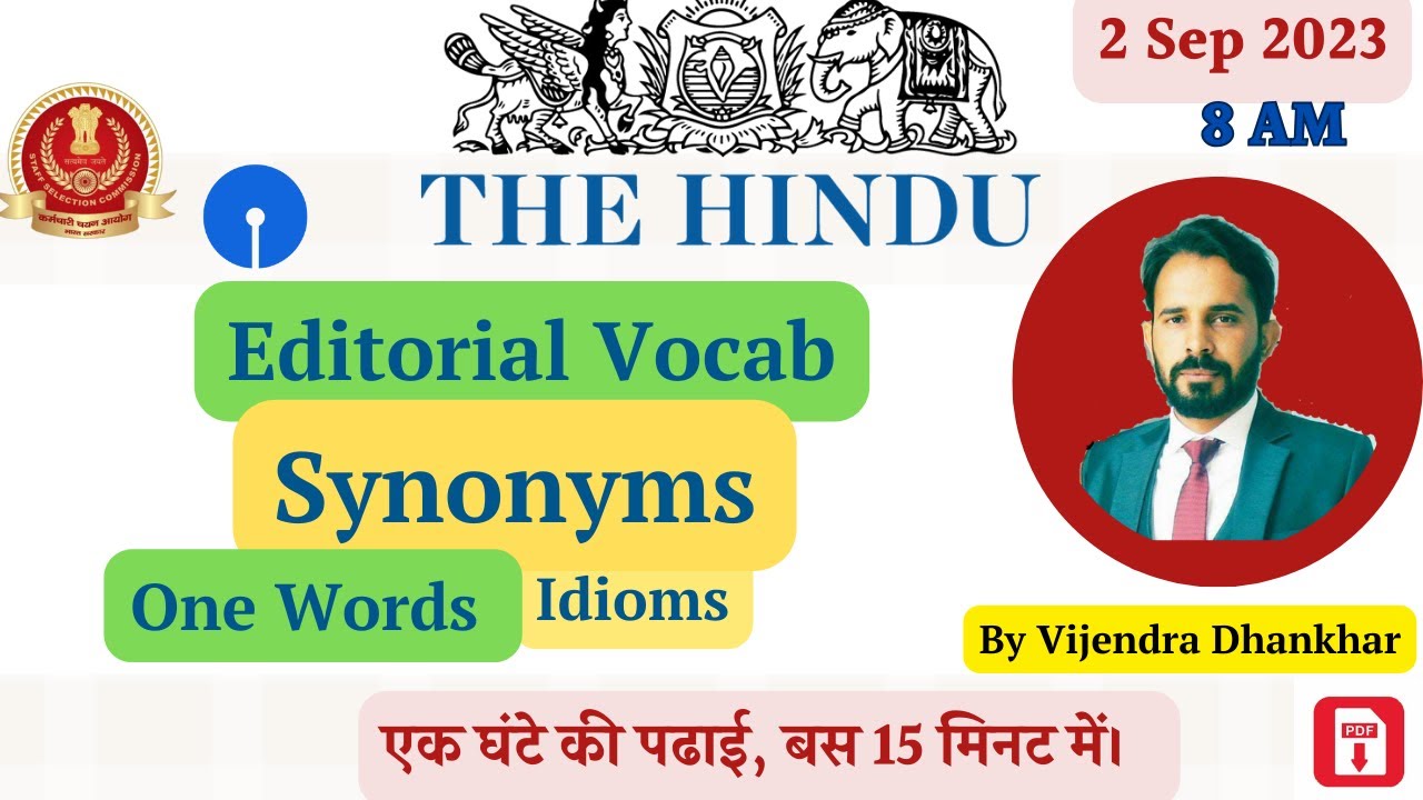 The Hindu Editorial Vocab | 2nd Sept | Editorial Analysis | - YouTube