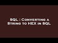 SQL : Converting a String to HEX in SQL