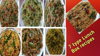 7 ಬಗೆಯ ಲಂಚ್ ಬಾಕ್ಸ್ ರೆಸಿಪಿಗಳು/ 7 type of lunch box recipes/ ದಿನಕ್ಕೊಂದು ತಿಂಡಿ ಮಾಡಿ ನೋಡಿ