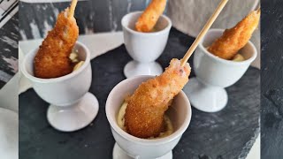 MEJOR APERITIVO DE PINCHO DE LANGOSTINOS CON MAYONESA DE MOSTAZA